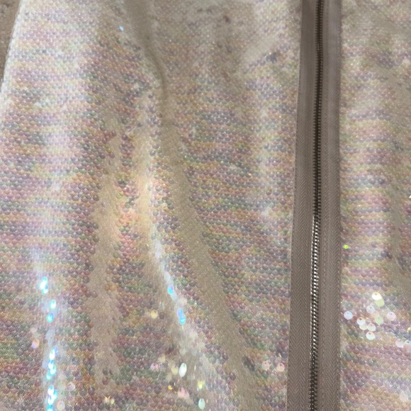 ZARA NEW WOMAN SEQUIN BOMBER JACKET CREAM Size L - Picture 9 of 16